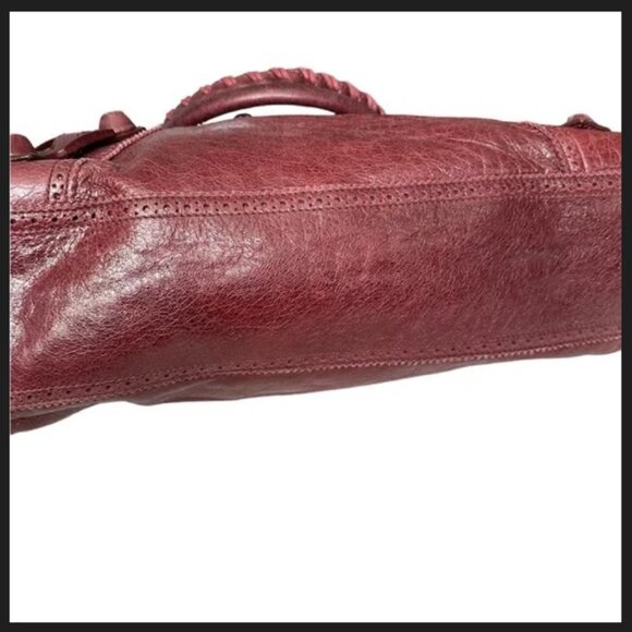 Balenciaga Burgundy City Bag Medium Giant hardware Brogue Purse Satchel - Picture 8 of 15